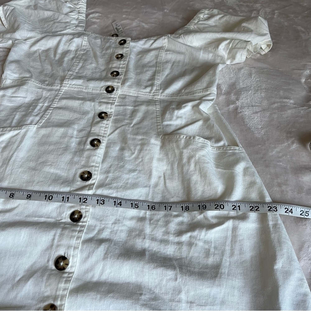 Sold! ❤️Madewell Linen-Cotton Puff-Sleeve Mini Dress - Picture 12 of 15
